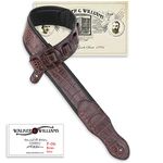 Walker & Williams F-06 Dark Brown Crocodile Pattern Padded Guitar Strap