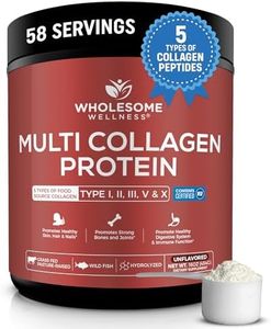 Wholesome Wellness Multi Collagen Protein Powder Hydrolyzed (Type I II III V X) Grass-Fed All-in-One Super Bone Broth + Peptides - Premium Blend of Beef, Chicken, Wild Fish, Eggshell, 58 Servings