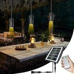 Solar Pendant Lights Garden Outdoor Indoor, Hanging Solar Powered Landscape Lamp for Outside Gazebo Pergola Patio Garden Dining Room with Remote Control Timer Waterproof Aluminum - Warm White 3 Pack