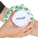 Neotech Care Ice Bag for Injuries, Swelling, Headache, Pain Relief, First Aid - Cold Pack Screw Top Lid - Reusable, Refillable & Waterproof Pouch/Bladder (12cm, Lime Design)