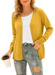 HAOMEILI Women's V Neck Button Down Knitwear Long Sleeve Soft Basic Knit Cardigan Sweater(M Yellow)