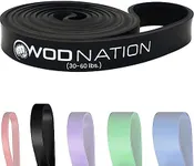 WOD Nation Single Pull Up Assistance Band (30-60lbs Black Band) - Best for Pullup Assist, Chin Ups, Resistance Bands Exercise, Stretch, Mobility Work & Serious Fitness - 41 inch Straps