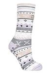 HEAT HOLDERS - Ladies Soul Warming Thick Cosy Fairisle Nordic Winter Non Slip Thermal Slipper Socks with Grippers (4-8 uk, Lilac/Grey (Soul))