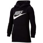 Nike Boy's Sportswear Club+ Hbr Pullover Hoodie, Black/(Light Smoke Grey), Small