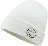 CLAPE Beanie Hat for Men, Cute Embroidery Smiley Face Winter Hat Women Outdoor Ski Snowboarding Knit Cuffed Fisherman Beanie