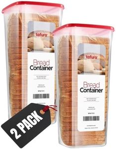 Tafura Bread Container [Pack of 2] Bread Storage Container | Plastic Bread Box | Bread Loaf Keeper with Red Lid | Bread Saver Dispenser, BPA Free