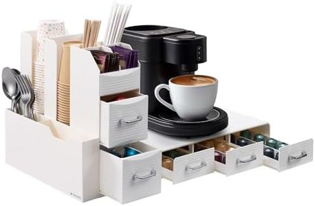 Navaris Coffee Station Organizer - Space-Saving Design for Tea and Coffee Bar Accessories - Sachet Holder & Condiment Organiser Suitable for Home, Office, Gym, or Hotel - Cream