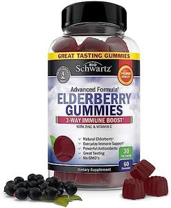 Elderberry Gummies with Zinc and Vitamin C for Adults & Kids - Natural Immune Support - Black Sambucus Elderberries - Powerful Multiminerals Supplement - Gluten-Free, Non-GMO, Vegan Friendly, 60ct