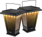 pohopa Bluetooth Speakers Waterproof, Solar Powered 2 Packs True Wireless Stereo Sound 20W Speakers Dual Pairing Lantern Indoor Outdoor Speakers with 20 Piece LED Lights, Richer Bass, Black