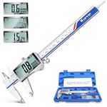 Kynup Digital Caliper, 150mm Electronic Caliper Measuring Tool, Stainless Steel Vernier Caliper with mm/Inch/Fraction Conversion, Splash Resistant, Large Font, Large LCD Screen, 6''