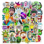 50Pcs Rick and Morty Stickers Laptop Car Scrapbook Phone Skateboard Cute Anime Stickers Vinyl Waterproof Aesthetic Personalised Stickers for Teens Boys Girls Adults Children