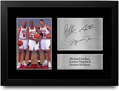 HWC Trading FR A4 Michael Jordan Dennis Rodman and Scottie Pippen Chicago Bulls Gifts Printed Signed Autograph Picture for Basketball Memorabilia Fans - A4 Framed