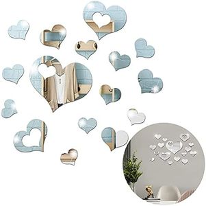 HAOBIN 16 Piezas De Etiqueta De La Pared Espejo Etiqueta De La Pared Espejo De AcríLico Etiqueta De La Pared Diy Espejo Etiqueta De La Pared DecoracióN Del CorazóN Etiqueta De La Pare Efecto De Espejo