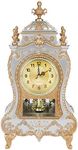 01 Vintage Clock, Vintage Table Clock European Style Antique Desk Alarm Clocks for Home Office Hotel Bedroom Living Room Decoration(White)