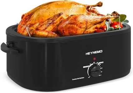 26 Quart Electric Roaster Oven with Visible & Self-Basting Lid, Large Turkey Roaster with Defrost Warm Function, Adjustable Temperature, Removable Pan Rack, Stainless Steel, Black