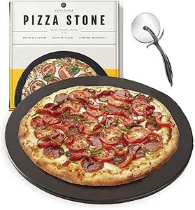 Heritage Black Ceramic Pizza Stone 15 - Baking Stones for Oven Grill & BBQ- Non Stain- with Free Pizza Cutter