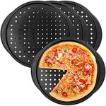 MEETOZ Non-Stick Pizza Pan, 14 Inch Carbon Steel Pizza Tray with Holes, Round Pizza Bakeware Crisper Pan for Home Baking, Premium Bakeware (2 Piece)