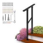 Arti-Life Hand rails for Outdoor Steps,2 Steps Outdoor Stair Railing, Handrails for Concrete Steps, Wrought Iron Railing, Metal Porch Handrail, Deck Railing with Installation Kit