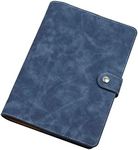 A5 PU Leather Notebook Binder, Refillable 6 Round Ring Binder Cover for A5 Filler Paper, Notebook Personal Planner Binder Denim Blue