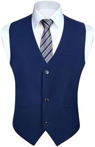 HISDERN Chaleco de Traje Hombre Azul Marino Formal Elegante Chaleco Vestir para Hombre Boda Fiesta Negocio Clásico Color Liso Chalecos con Bolsillo XL