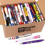 Wholesale Lot of 100 Misprint ink Pens Bulk, Assorted Click Retractable Ballpoint Pens Smooth Writing Server Pens for Office School