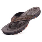 GUBARUN Mens Sport Flip Flops Comfort Casual Thong Sandals Outdoor Brown