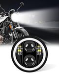 5-3/4 5.75 Inch Motorcycle Headlight Round with Halo Angel Eyes Turn Signal High/Low Beam Replacement for Davidson Iron 883 Dyna Sportster Softail Street Bob Super Wide Glide Low Rider Night