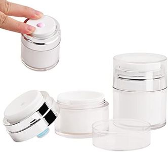 2 Piezas Contenedor de Cosmeticos, Crema Dispensador, Tarro de Bomba Sin Aire, Bote Crema Vacio, Recipiente para Crema de Cara Loción Viaje 15ml+30ml (A)