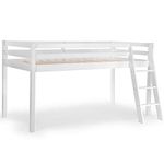 VonHaus Mid Sleeper Bed Frame with Ladder – White Wooden Bunk Bed, Childrens Single Bed, Cabin Bed w/Underbed Space & Solid Pine Wood Base – 3ft Raised Bed For Kids, Children, Teenagers, Bedroom