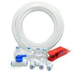 1/4"OD Straight Quick to 3/4"/ 1/2"/ 1/4" Female Connect Push in to Connect Water Tube Fitting 9pcs+1/4 inch RO Water White Tubing, 20M(64FT)