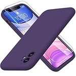 DorisMax iPhone 11 Case,iPhone 11 Silicone Case with Screen Protector,Slim Soft Full Coverage Shock-Absorbing Phone Case with Soft Scratch-Proof Microfiber Lining for iPhone 11,Dark Purple