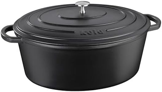 kela Cocotte en fonte ovale 9,3 litres, Dutch Oven CALIDO, Cuve en fonte à induction avec couvercle, émaillée, noire