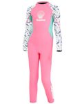 Gogokids Girls Wetsuit Kids Thermal Swimsuit - 2.5mm Neoprene Rash Guard Children One Piece Swimwear, All in One Sunsuit Sun Protection UV 50+ Diving Snorkelling Suit, Pink S