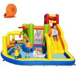 Umbalir Inflatable Obstacle Bounce House, Kids Bounce House Water Park with Water Slides, Surprise Dump Bucket, Obstacles,Jumping, Tunnels, Climbing,Water Cannon, and Ball Shooting Frame