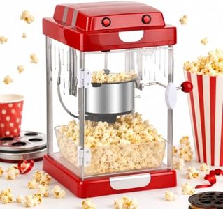YOPOWER Retro Popcorn Maker, Popcorn Popper with 75ml Stainless Steel Kettle, Countertop Popcorn Machine with Viewing Window & Light, Snack Maker for Party Events Office