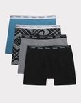 Hanes Originals Men's Boxer Briefs, Stretch Cotton Moisture-Wicking Underwear, Modern Fit Low Rise, Pack of 4, Grey/Black assortement, Size Medium