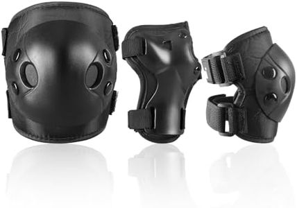 JBM Kids and Youth Knee Pads Elbow Pads Wrist Guards Child Protective Gear Set for Roller Skating, Skateboarding, BMX Biking, Cycling, Inline Skating, Scooter Riding Sports (Black, Medium)