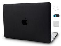 KECC Leather Case Compatible with Old MacBook Pro 13" Retina (-2015) Italian Leather Hard Shell Cover A1502 / A1425 (Black Leather)