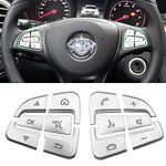 Moonlinks Steering Wheel Button Trim Sticker Compatible with Mercedes Benz C V GLC Class W205 X253,Steering Wheel Button lnner Decoration Cover 12PCS,Chromed-Silver(Model A)