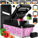 Vegetable Chopper & Mandoline Slicer with Container - 9-in-1 Black - Stainless Steel Veggie Chopper Onion Chopper Vegetable Cutter Food Chopper Onion Dicer - Kitchen Tools and Gadgets