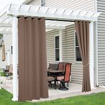 RYB HOME 2 Panels Outdoor Curtains 84 inches Long, Water Resist Patio Curtains Privacy Protection Sun Blocking for Lanai, Hot Tub, Cabana, French Doors, Pergola, W 52 x L 84 inch, Mocha