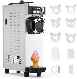 Commercial Ice Cream Maker, 18-22L/H Soft Serve Ice Cream Machine Countertop Stainless Steel for Home Bars Restaurants1200W