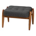 Baxton Studio Jeanine Japandi Dark Grey Fabric and Walnut Brown Finished Wood Ottoman Footstool