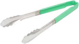 Vollrath 4781270 Kool-Touch One-Piece Tong, Stainless Steel, 12", Green