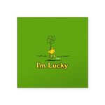 CafePress Peanuts Woodstock Lucky Square Sticker 3 X 3 Square Bumper Sticker Car Decal