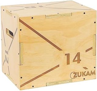 ZUKAM Wood Plyometric Jump Box, Surface Coated Dust and Scratch Proof, 3-in-1 Wooden Plyo Box for Home Gym and Outdoor Workout (16" x 14" x 12")