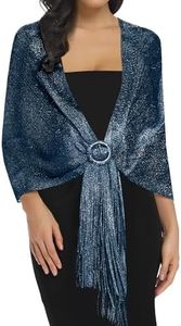 Rheane Dressy Shawls and Wraps for Evening Wear - Navy Blue with Navy Blue Glitter