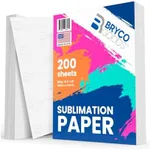 BRYCO White Sublimation Paper 8.5" x 11" - Heat Transfer Paper for Tumblers, Mugs, and Fabrics - Compatible with Inkjet Printers for Sublimation Printing - 120 g with 200 Sublimation Sheets