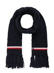 Tommy Hilfiger Women's Lattice Cable with Stripes Scarf, Desert, One Size