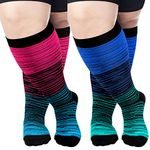 Aoliks Extra Wide Calf Compression Socks for Women & Men, Plus Size 20-30 mmHg Knee High Stockings for Swelling Recovery XXL